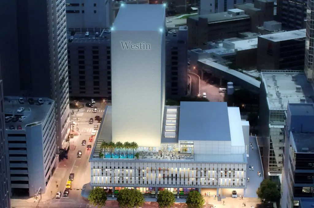 Exterior rendering of Westin Houston Medical Center, anticipated opening date of early 2020. 