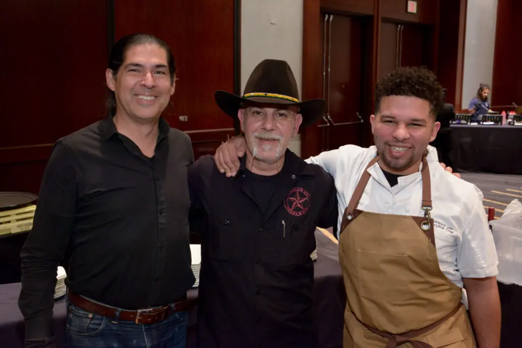 Ramon Janer, Harlam Road Texas BBQ's Ara Malekian, Poitín Bar & Kitchen chef Dominick Lee at the Youth Development Center Bon Vivant (Photo by David Postma, Genesis Photographers)