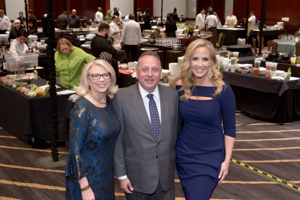 Mary Nell Jones, Rob Hallett, Kristen Barley at the Youth Development Center Bon Vivant dinner. (Photo by David Postma, Genesis Photographers)
