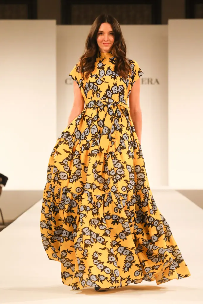 Carolina Herrera floral print evening gown. (Photo by Priscilla Dickson Photography)