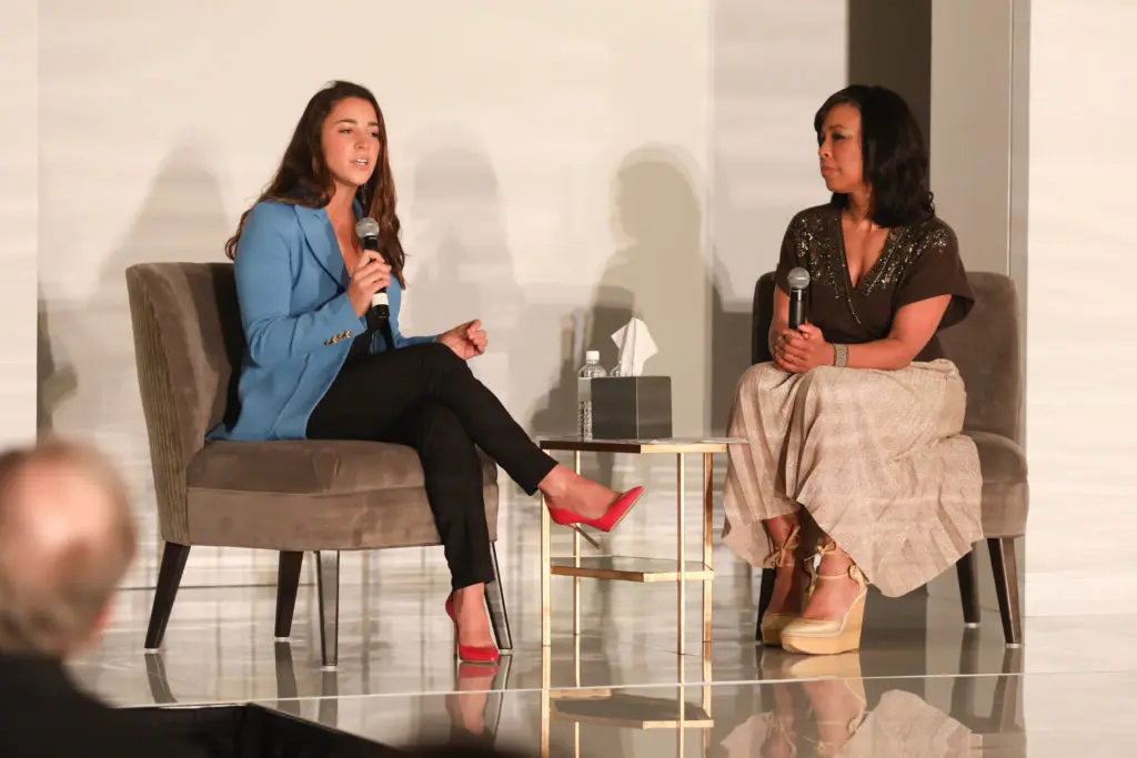 Aly Raisman, Gina Gaston at the Children's Assessment Center Spirit of Spring luncheon.