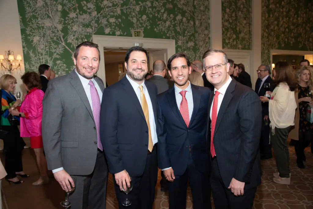 Jeff Falk, Xavier Pena, Marcos Gemoets, Corey Devine at The Jung Center spring dinner. (Photo by Alexander's Fine Portrait Design, Alexandersportraits.com)