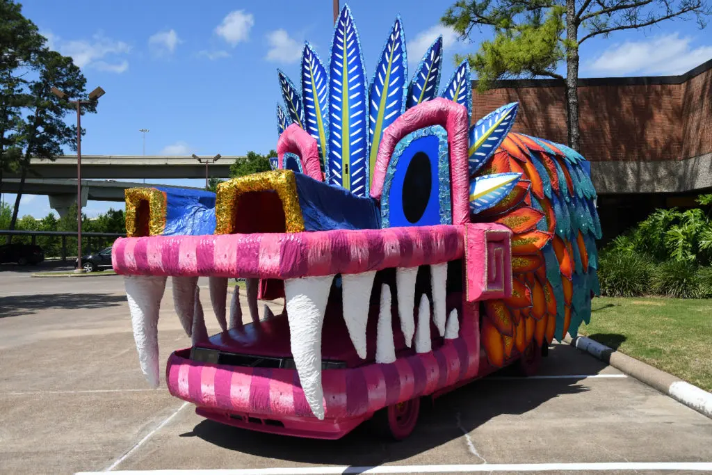 The award-winning "Quetzalcoatl," from Houston's Skyline Design, will be the main ride for the parade's grand marshal, Raúl Brindis.
