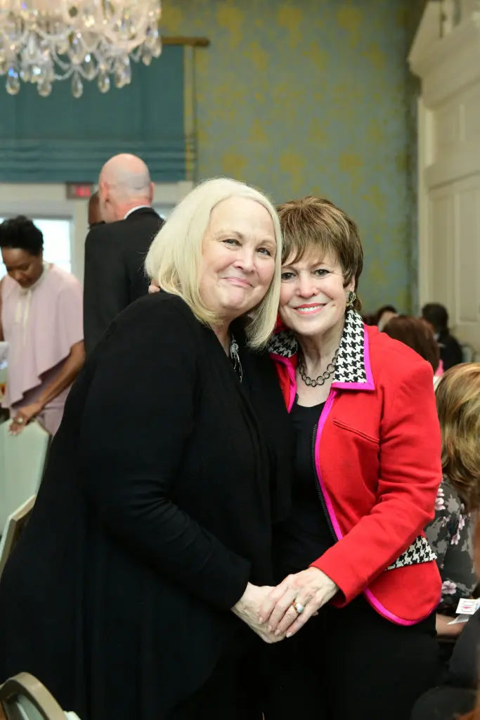 Marilyn Gambrell, Regina Rogers at the Cherish Our Children International luncheon at the Junior League of Houston. (Photo by Daniel Ortiz)