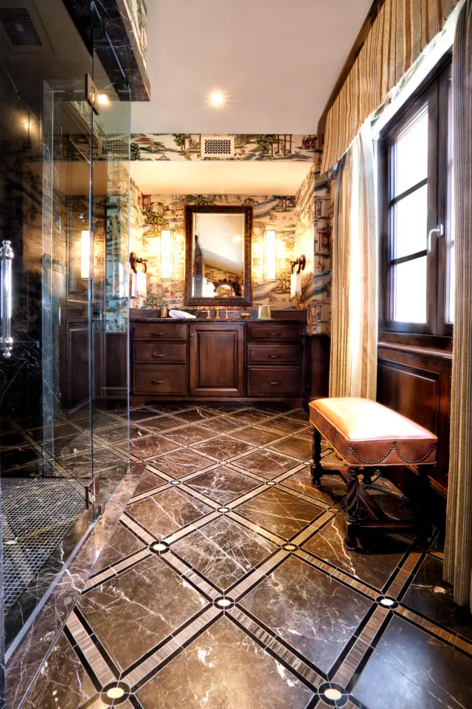 His master bath at the Corona del Mar home designed by Bill Stubbs for a couple from San Antonio.