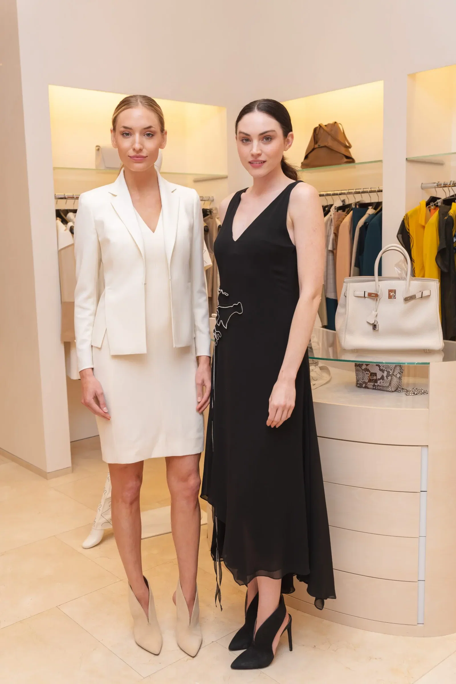 Modeling power looks at the Akris/PaperCity empowering women champagne fête. (Photo by Nathan Colbert)