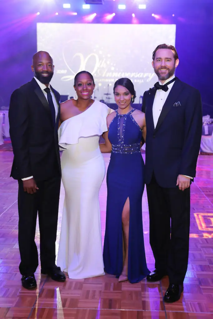 Ernest & Shannon Hunter, Jance Acosta, William Hagans at the 20th anniversary Houston JDRF Promise Ball. (Photo by Priscilla Dickson)