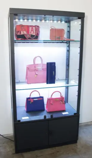 Handbags as art offerings at at Heritage Auction's Spring 2019 Luxury Accessories Preview at Deborah Colton Gallery (Photo by Emile C. Browne) 
