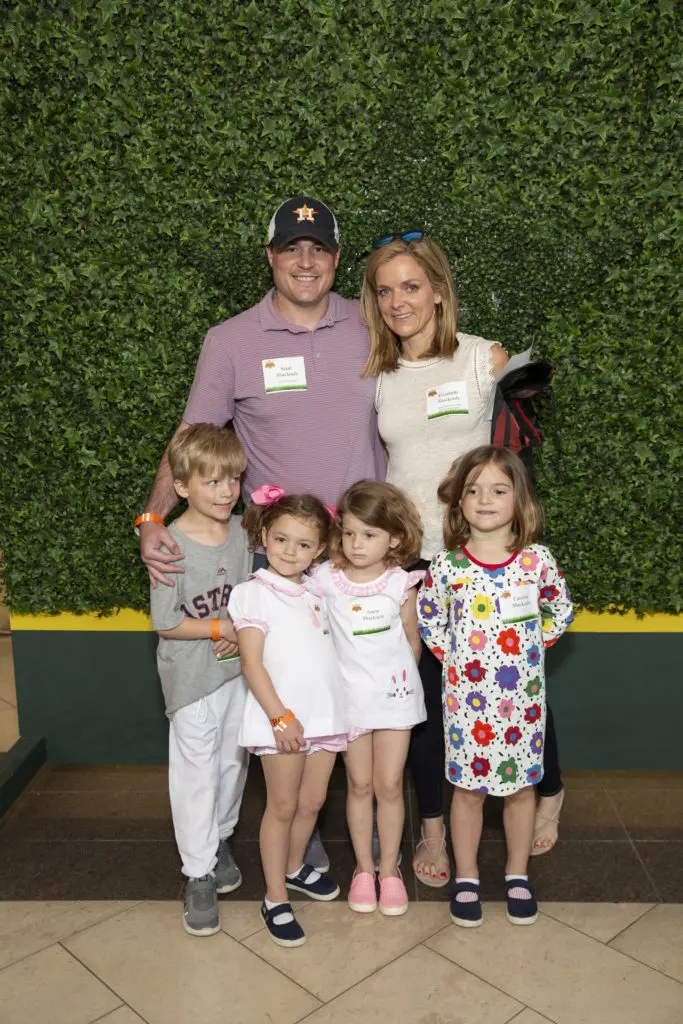 Scott & Elizabeth Shackouls with Charlie, Cate, Annie and Caroline at Minute Maid Park during the Texas Children's Hospital Family Fun Day. (Photo by Jenny Antill Clifton)