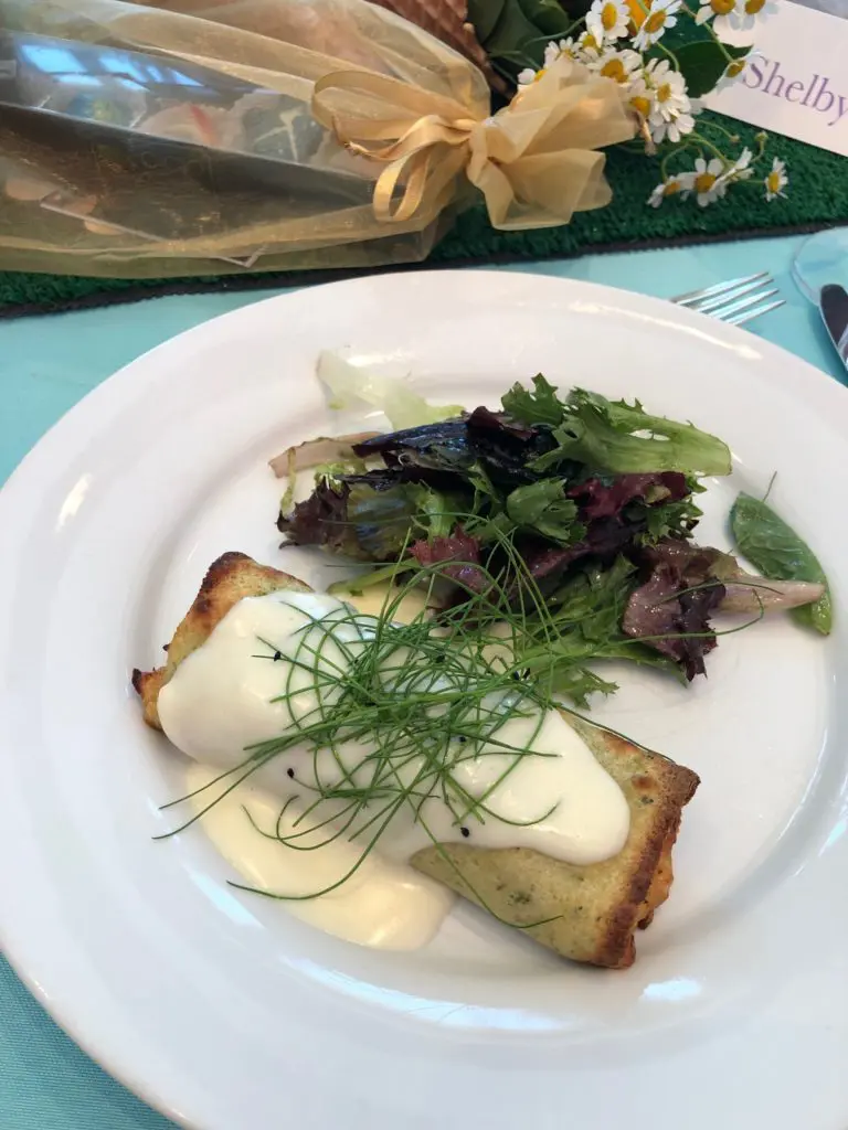 Chef Teague Burrell's caramelized onion and chicken crepe served at the Balthazar Cellars Veuve Clicquot lunch. (Photo by Shelby Hodge)