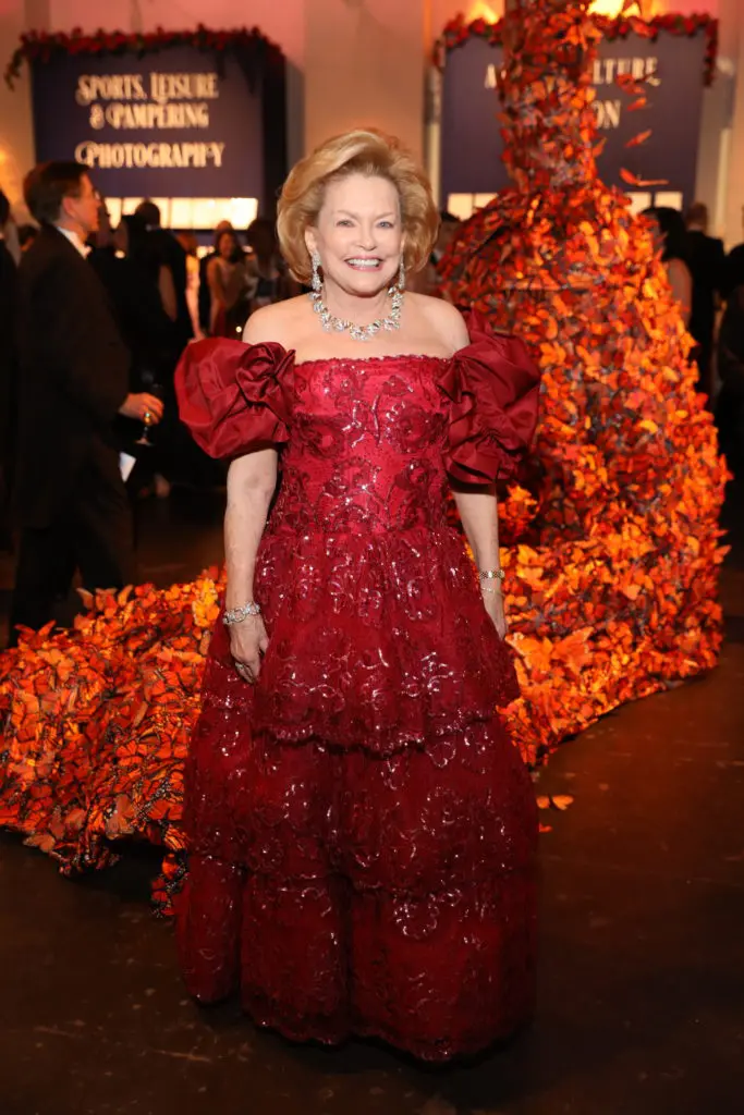Jerry Ann Woodfin-Costa wore a vintage red Scasi gown to the Houston Grand Opera Ball. (Photo by Priscilla Dickson)