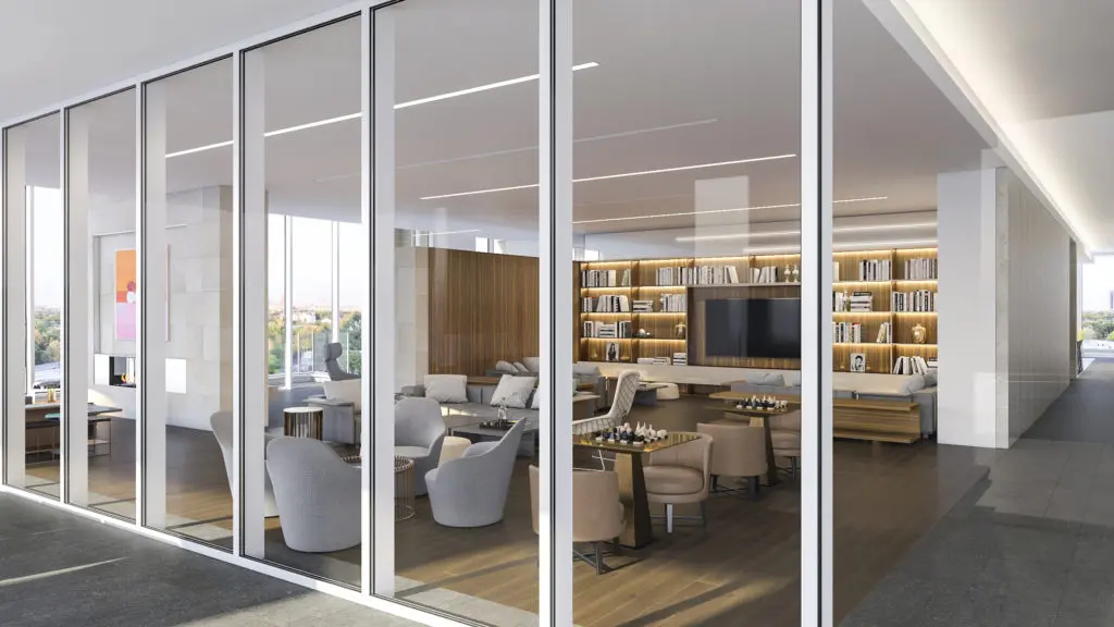 Interior designer Lauren Rottet expects many of the high-rise's residents to work at home. A social lounge will make that easier.