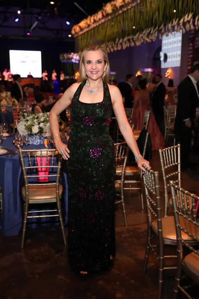 Mary D'Andrea wore a black jeweled Sue Wong gown to the Houston Grand Opera Ball. (Photo by Priscilla Dickson)