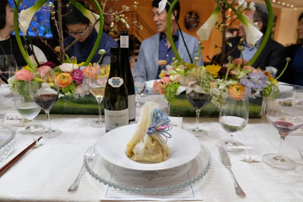 Mixiote de pescado by chef Hugo Ortega as served at the private KNOWAutism dinner. (Photo by Dave Rossman)