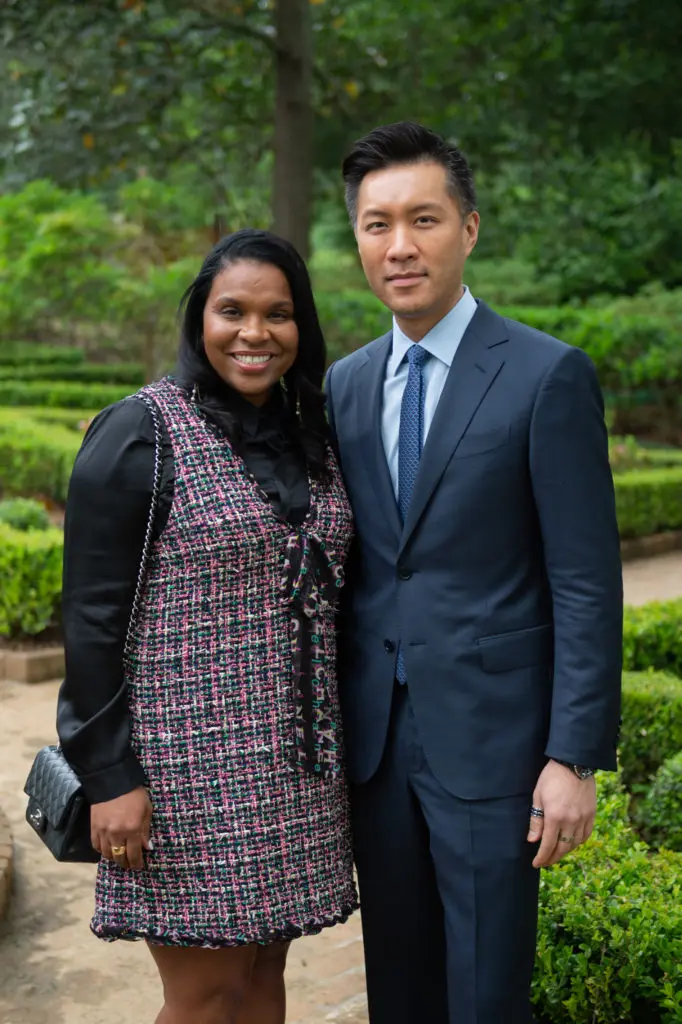 Nicole Rose, Kiet Chu at the Bayou Bend Fashion Show & Luncheon. (Photo by Wilson Parish)
