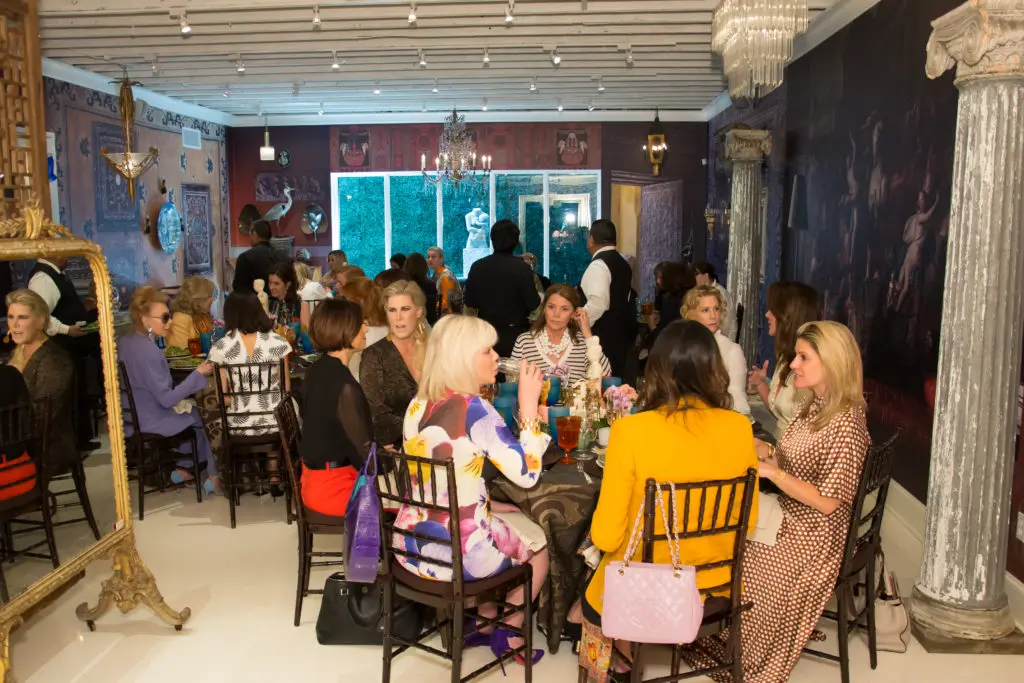 Luncheon fare from Cafe Annie fills the designer plates at Becca Cason Thrash's midday fete at Moxie. (Photo by Emile C. Browne)