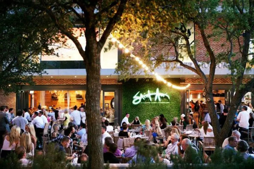 Saint Ann Dallas' beautiful patio is adjacent to the historic building.