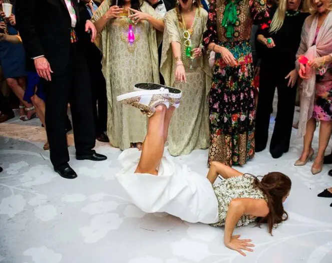 Not every bride can — and will — do the worm.  (Photo by Chris Bailey )