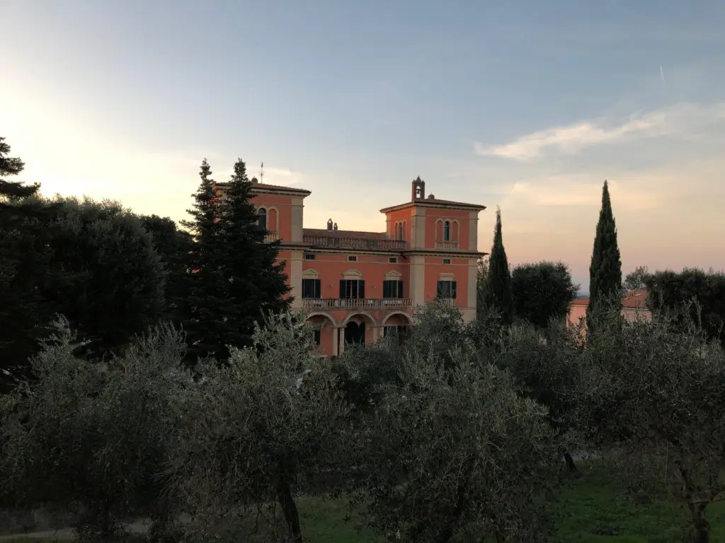 Dusk falls at Villa Lena, an international creative residency in Tuscany. (Photo by Bradley Kerl)