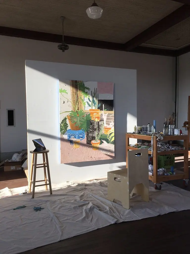 The studio at 100 West is flooded with sunlight beaming upon Kerl's works in progress. (Photo by Bradley Kerl)