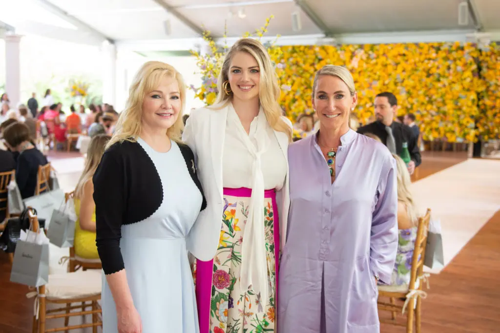 Whitney Crane, Kate Upton, Courtney Sarofim at the Bayou Bend Fashion Show & Luncheon. (Photo by Wilson Parish)