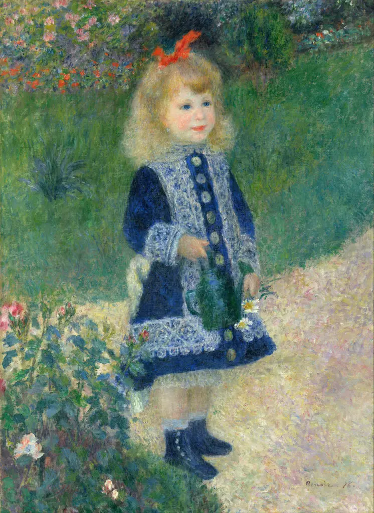 A Girl with a Watering Can is a stunning example of the Impressionist color palette. 