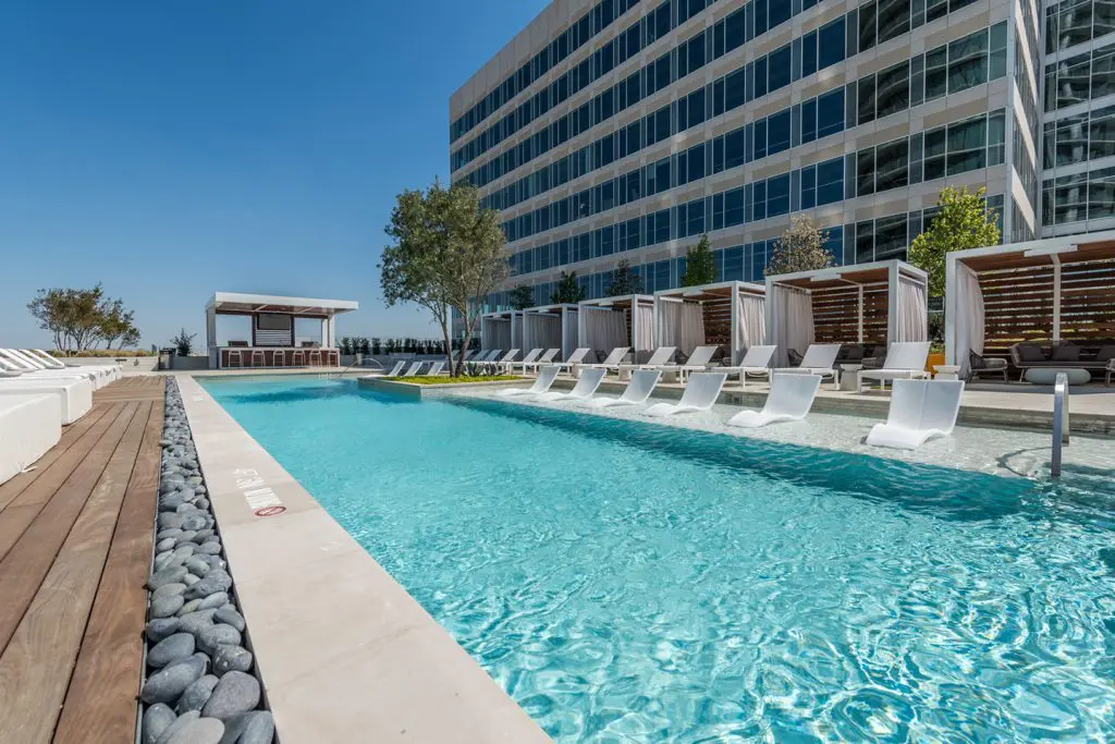 The pool at Residences at Kirby is set on a one-acre terrace. 