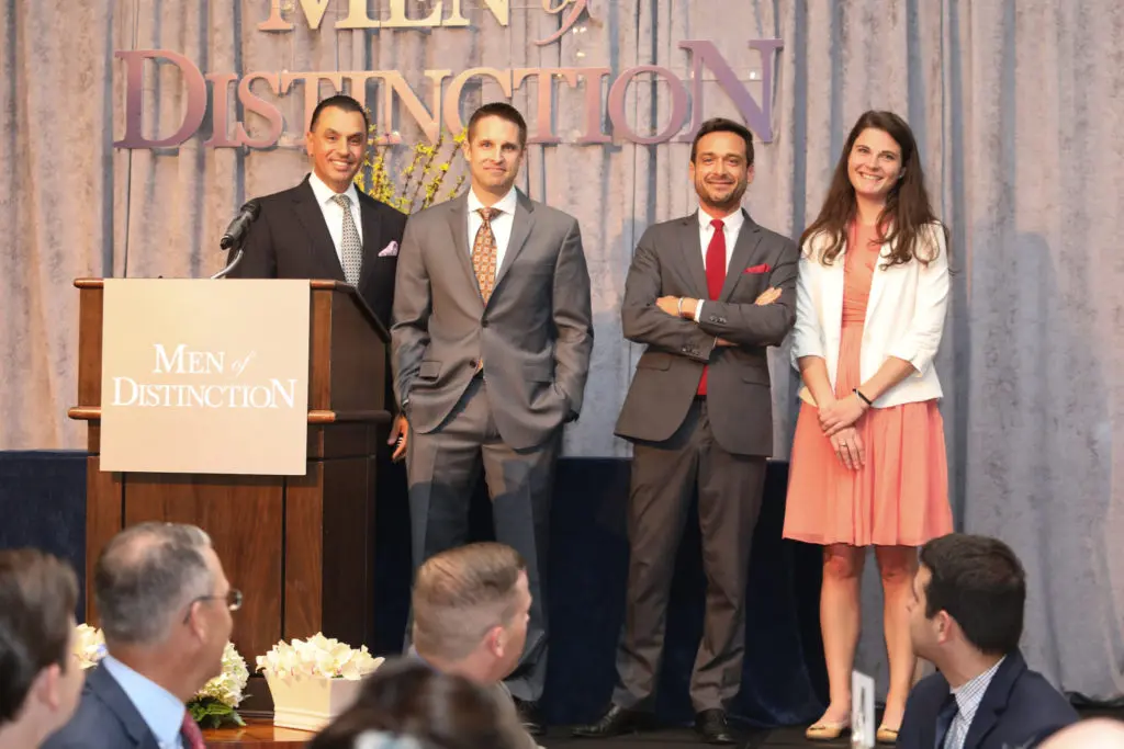 The Men of Distinction luncheon follows all the rules for a successful event. Here 2019 event chair Dr. Devinder Bhatia, grant recipients Dr. Matt Harting, Dr. Ennio Tasciotti, Dr. Ava Brosovich.  (Photo by Priscilla Dickson)