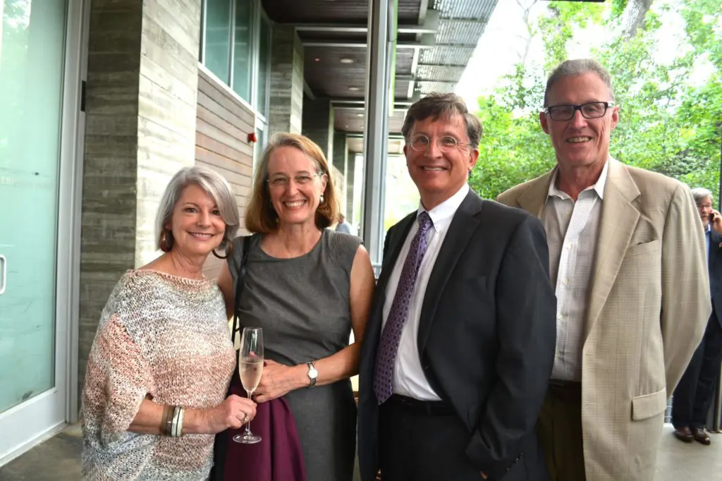Lisa Marshall, Sarah Selleck, Brent Nyquist, Don Welsh at the Buffalo Bayou Partnership dinner at The Dunlavy. (Photo by Trudi Smith)
