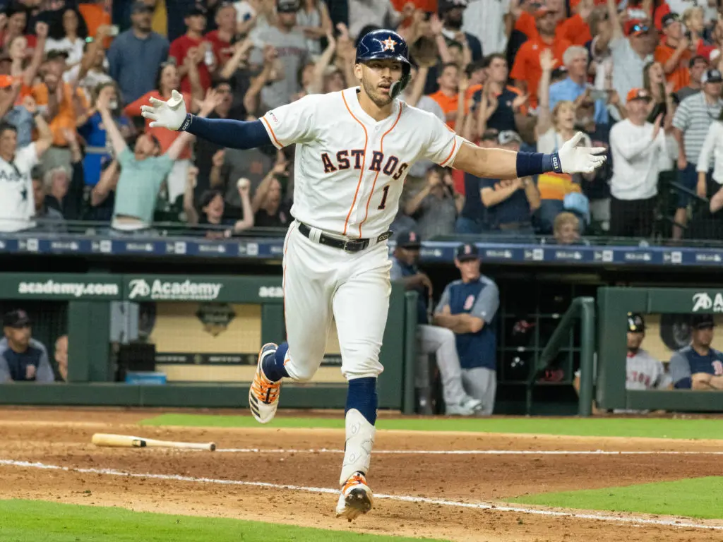 Carlos Correa is always ready to celebrate big moments. (Photo by F. Carter Smith)
