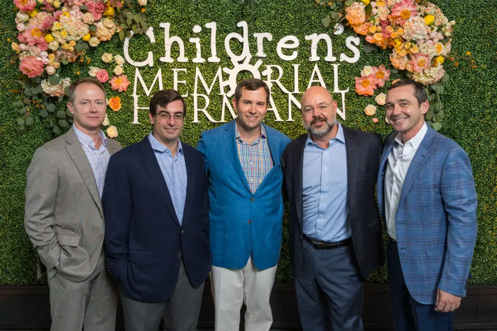 Billy McCartney, Wells McGee, Dr. George Gayle, Andy Hull, Matt Pomroy at the Children's Memorial Hermann event at McGovern Centennial Gardens. (Photo by Daniel Ortiz)