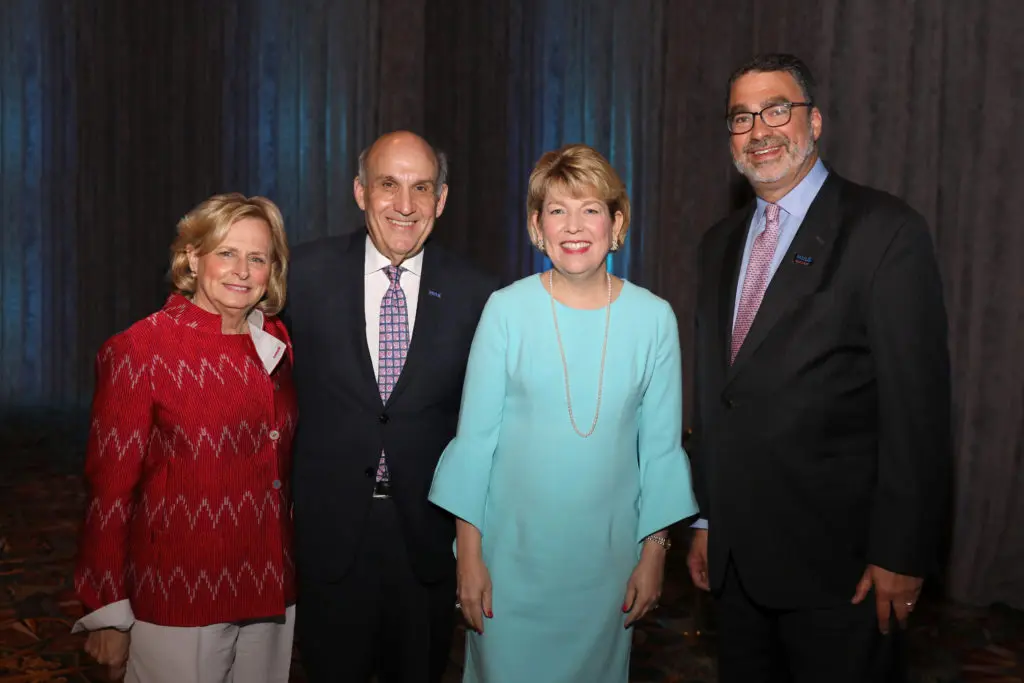 Joy & Benjamin Warren, Kelly Zúñiga, Mark Hetfield at the Holocaust Museum Houston LBJ Moral Courage Award dinner. (Photo by Priscilla Dickson)