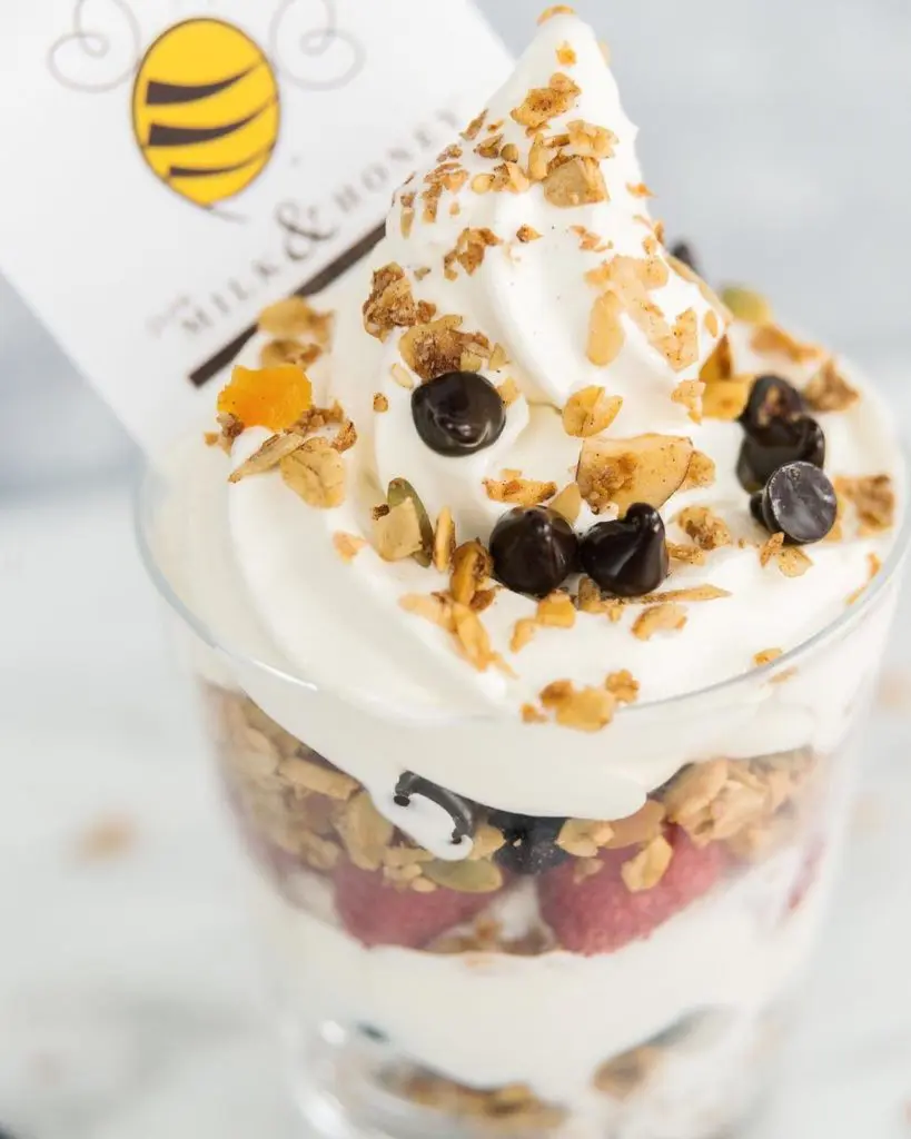 The Parfait sundae has homemade granola and fruit.