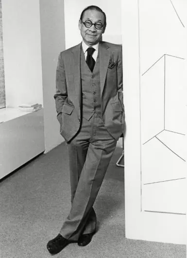 I.M. Pei poses in his office in office in New York. Photo by M Reichenthal.