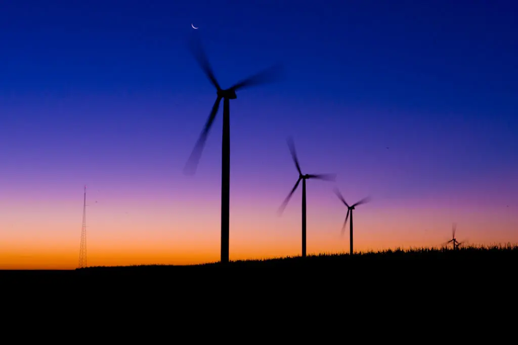 Alan Montgomery's "Sunrise Line," 2008, a striking image of the promise of wind turbines was featured in the booth of Foto Relevance not during an art fair — but at the Windpower 2019 Conference in Houston. (Courtesy the artist and Foto Relevance) 