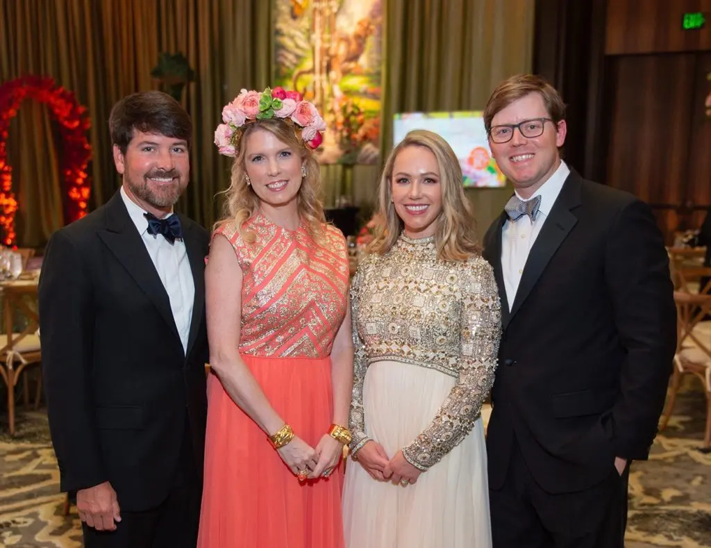 Houston Symphony Ball chairs Bill & Dr. Courtney Toomey, auction chair Allison & Hunt Harper at the Post Oak Hotel. (Photo by Wilson Parish)
