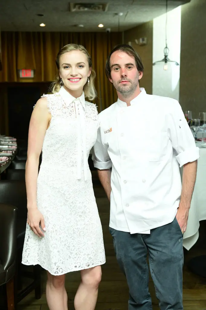 Soloist Bridget Kuhns, Chef Chris Davies during Houston Ballet's Raising the Barre fundraiser at Artisans Restaurant. (Photo by Daniel Ortiz)