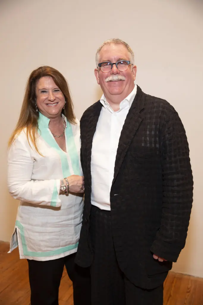 Deborah Colton, Steven Evans at Glasstire Party for Rainey Knudson at Texas Gallery. (Photo by Jenny Antill Clifton)