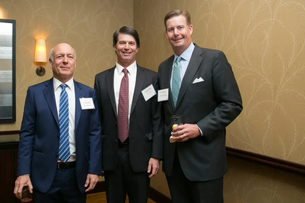 Manola Sánchez, Vean Gregg, Jonathan Homeyer at the Center for Houston's Future 2019 Future of Leadership luncheon. (Photo by Twee Vuong)