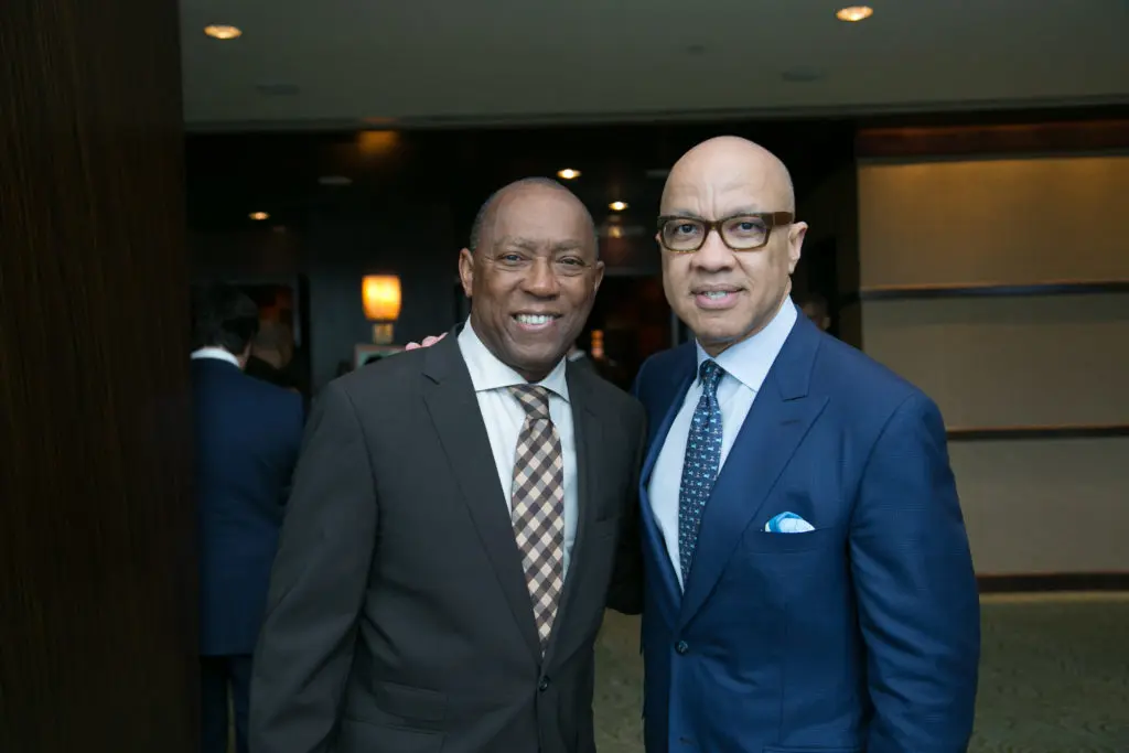 Mayor Sylvester Turner, Darren Walker at the Center for Houston's Future 2019 Future of Leadership luncheon. (Photo by Twee Vuong)