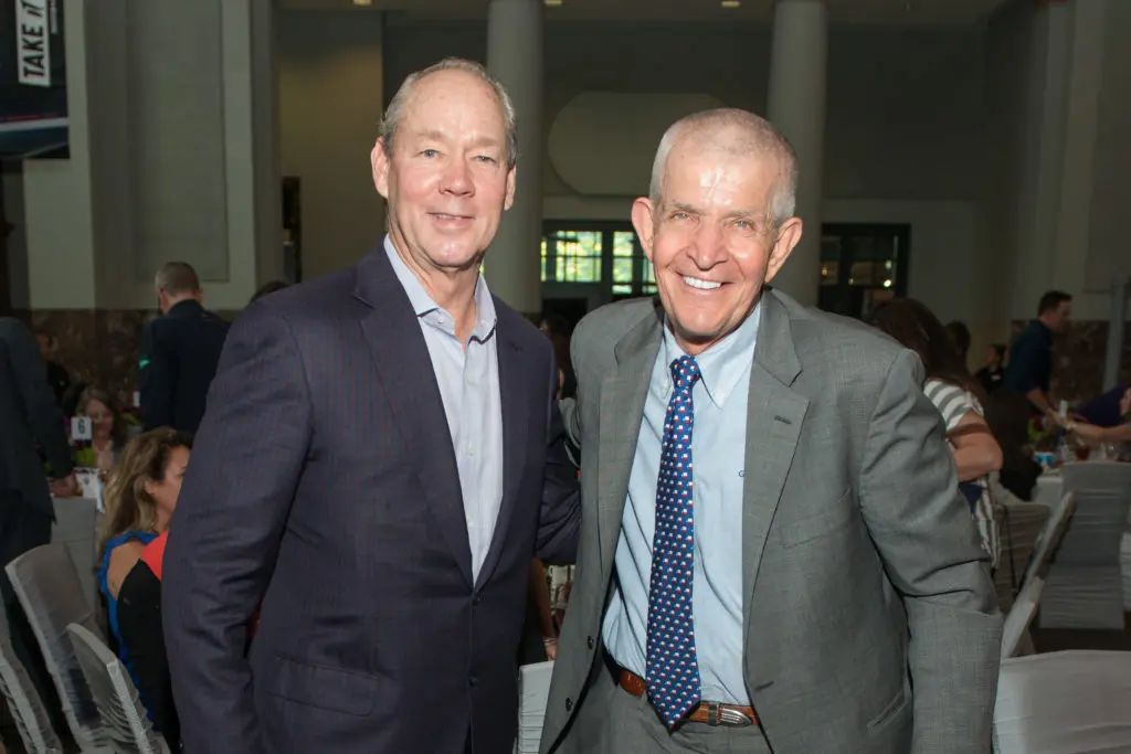 Jim Crane, Jim McIngvale at the Astros Foundation Safe at Home luncheon. (Photo by Jacob Power)