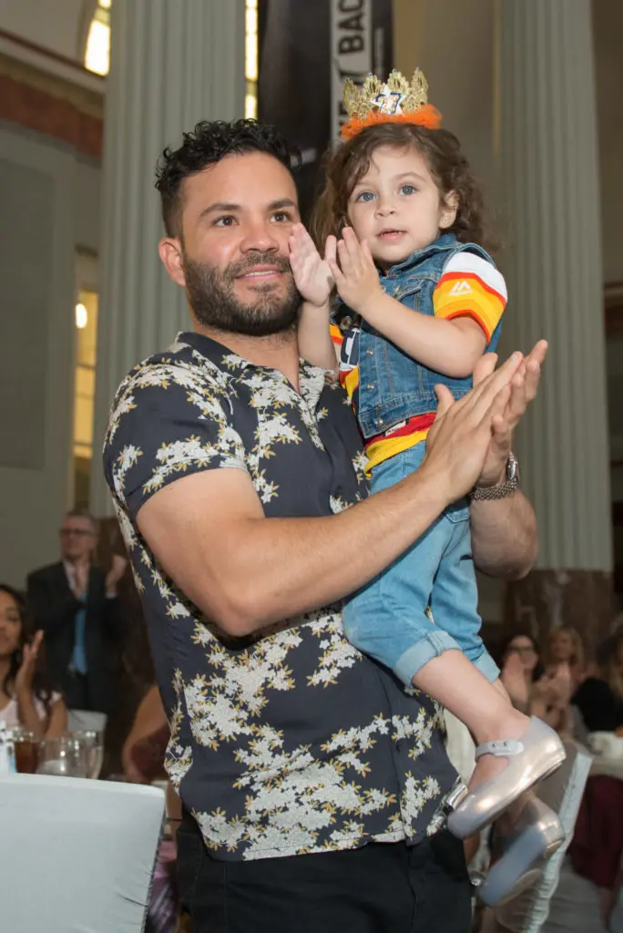 José Altuve and daughter Melanie at the Astros Foundation Safe at Home luncheon. (Photo by Jacob Power)