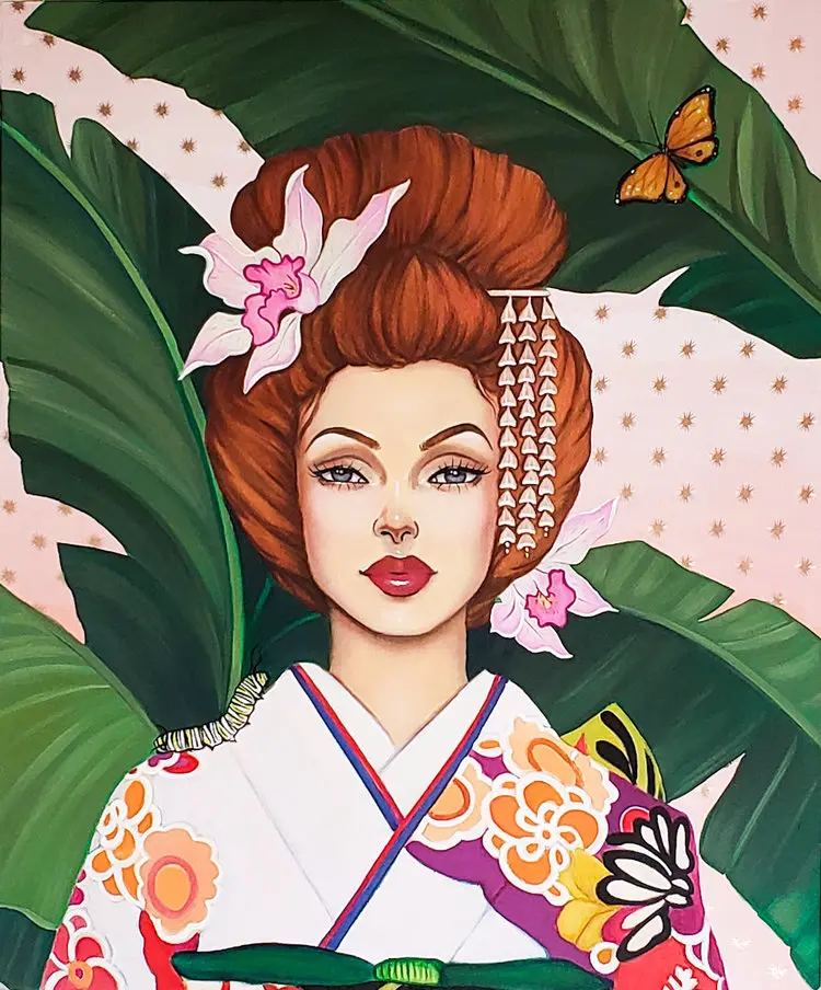 Annie Griffeth infuses magical realism with Hawaiian-inspired art.  (Photo by Sara Kerens)