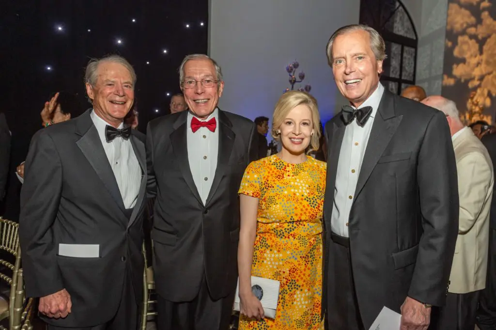 J.P. Bryan, John Nau,
Leslie Caron, former
Lt. Governor David Dewhurst at the Lone Star Flight Museum Gala at The Revaire. (Photo by Fulton Davenport)