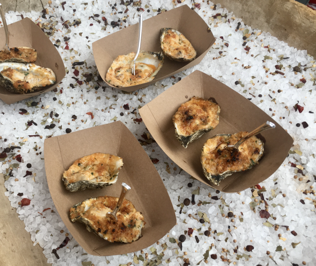 The party inspired the mesquite grilled oysters recipe. 