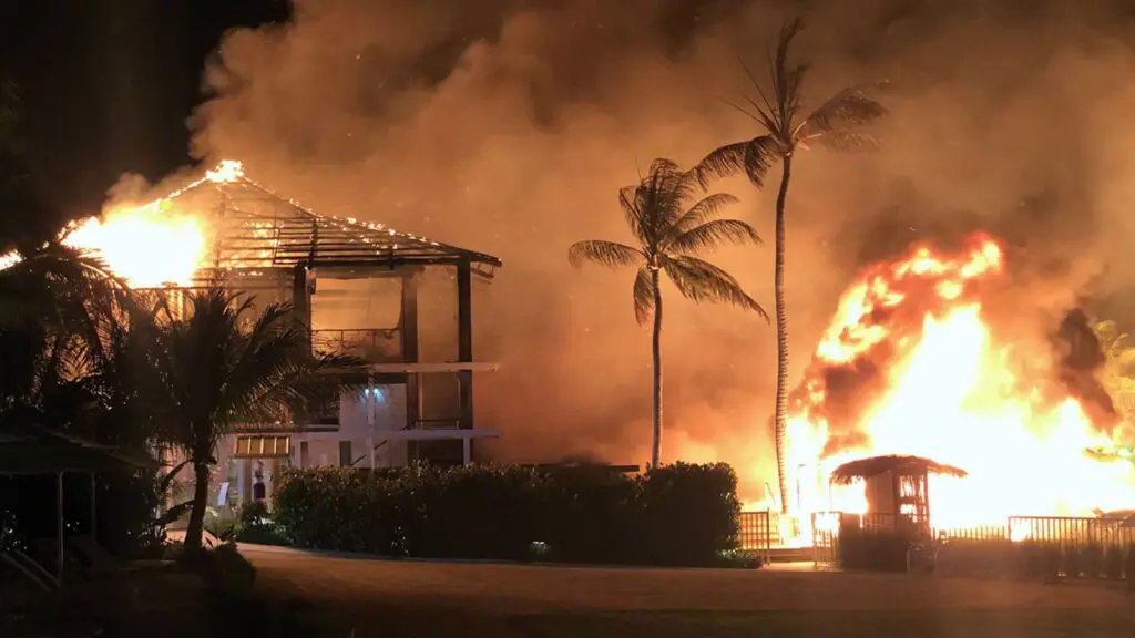 The early morning fire engulfed the Beach House, which included two restaurants, the spa, gift shop and more. (Monroe County Sheriff's Office Photo) 