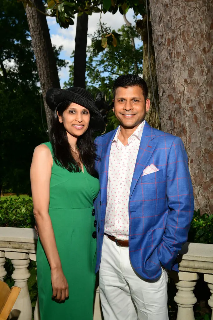 Drs. Sushma and Haresh Yalamanchili at the Hats, Hearts & Horseshoes Kentucky Derby Affair at the Fertitta home benefiting Bo's Place. (Photo by Daniel Ortiz)