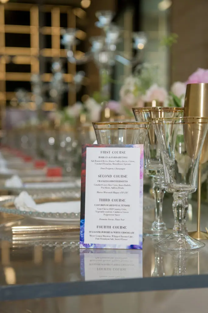 Chef Danny Trace's menu for the  intimate dinner party at the new Jordan Alexander salon. (Photo by Jacob Power)
