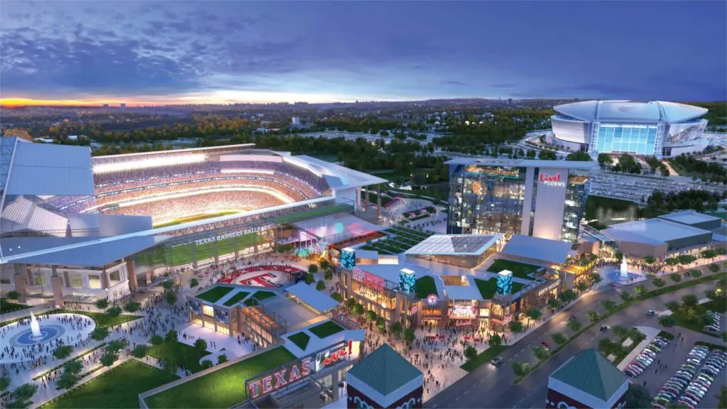 Floor to ceiling glass windows at the new hotel will have views of the Globe Life Field. Courtesy of Loews