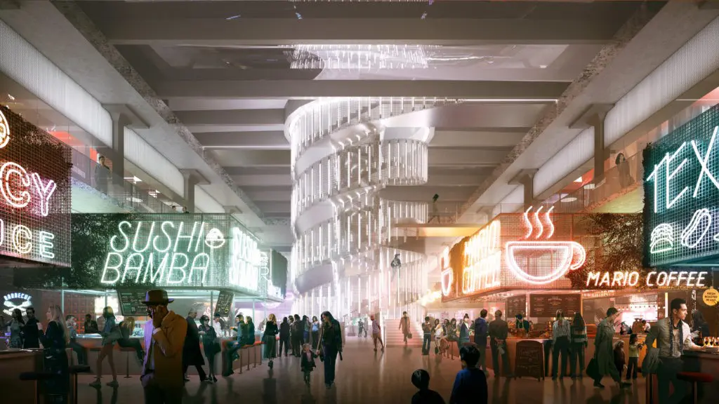 A rendering of OMA's design for the redevelopment of the 1930s era structure on the north side of downtown Houston.